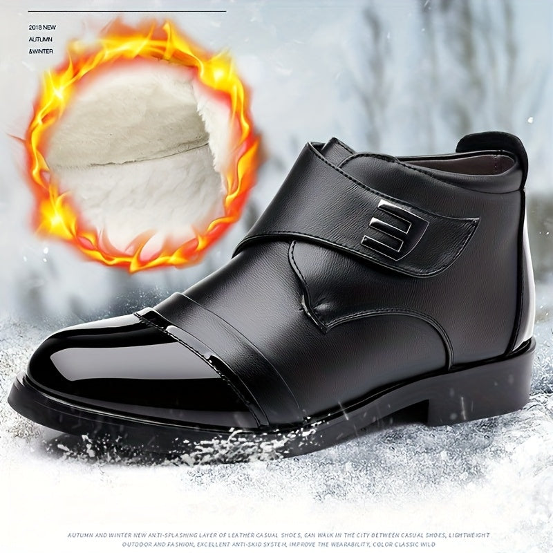 Chaussures montantes homme noires avec bout verni et patte auto-agrippante