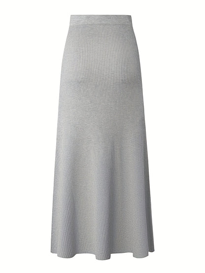 Lange damesrok met hoge taille, casual elegante stijl met ceintuur