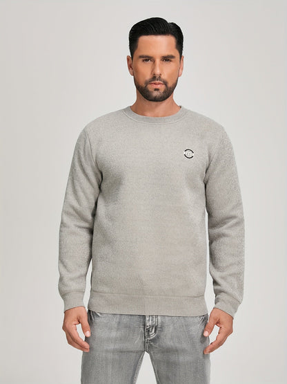 Sweat-shirt polaire homme à col rond, doublure chaude et côtelée, pull uni décontracté