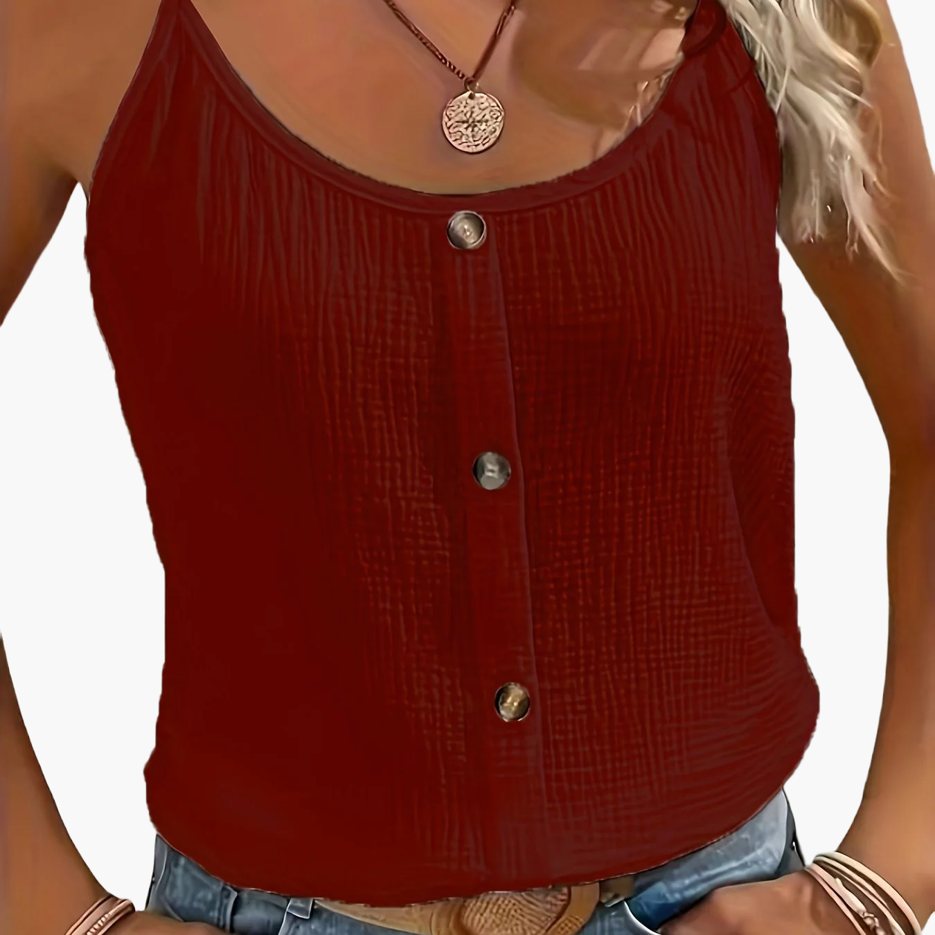 Débardeur Femme Élégant à Boutons Style Décontracté Été Printemps