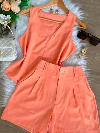 Ensemble Débardeur et Short Femme Style Décontracté Chic Été
