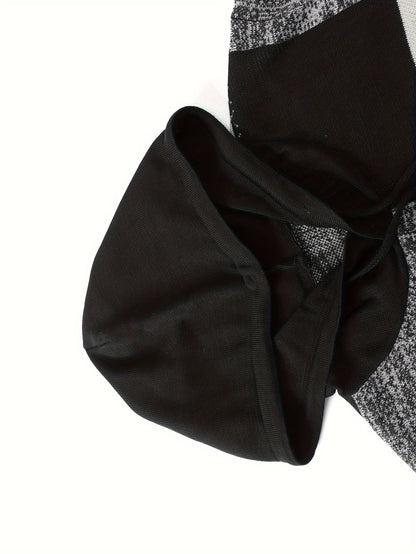 Sweat à Capuche Homme Motif Carreaux Bicolore Maille Décontracté