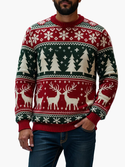 Męski sweter świąteczny z festiwalowymi wzorami na święta i zimę
