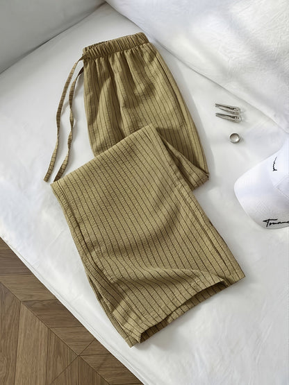 Pantalon ample décontracté à rayures verticales pour femme – Style détente et élégant