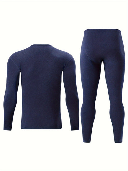 Ensemble Sous-Vêtements Thermiques Homme 2 Pièces Noir Manches Longues