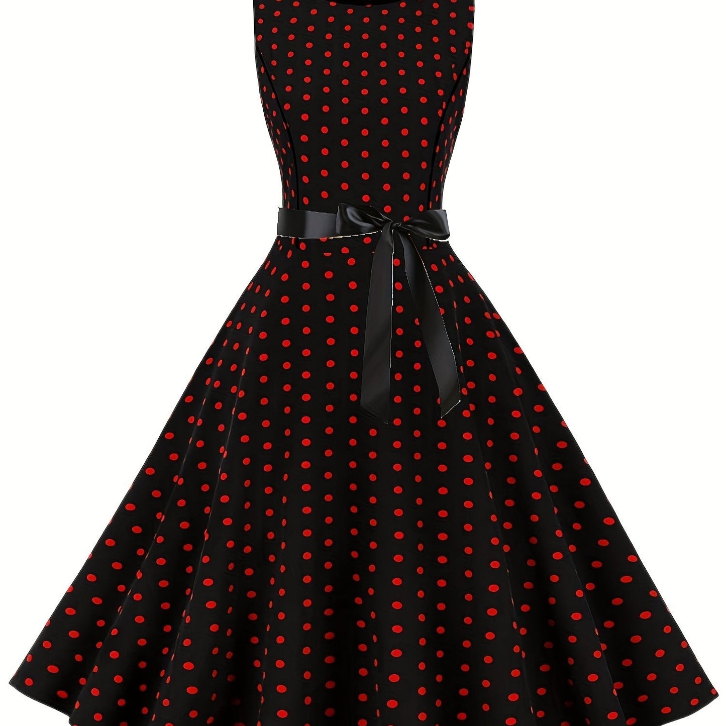 Vestido vintage sin mangas con lunares para mujer, estilo retro acampanado, ideal para el verano y ocasiones especiales