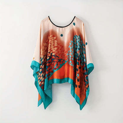 Dames Sjaal Boheemse Stijl Met Elegante Bloemenprint Voor Strand en Informele Uitjes