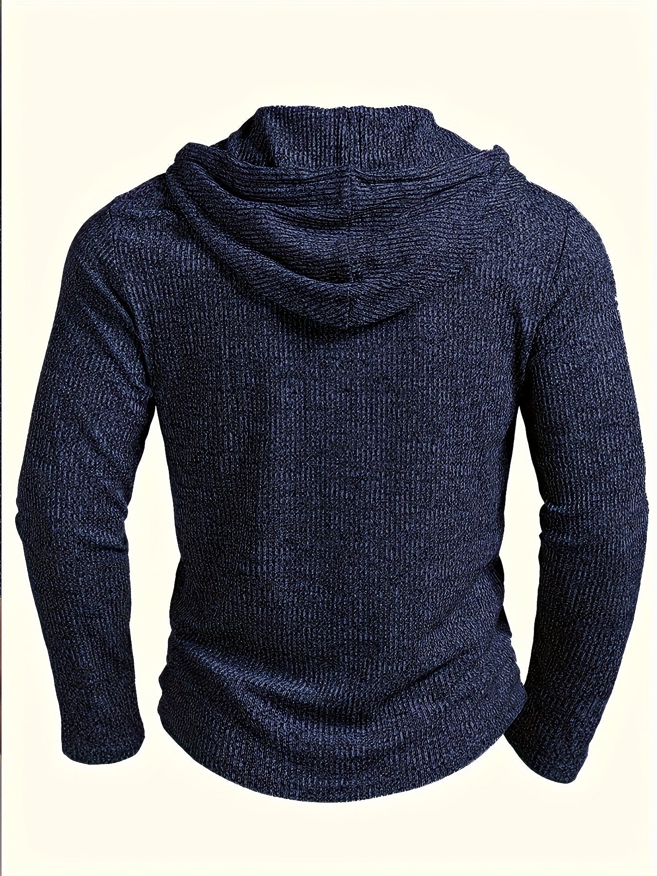 Pull à Capuche Homme en Maille Texturée Bleu Marine Style Henley