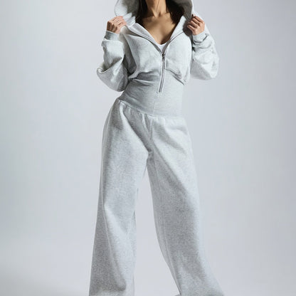 Combinaison pantalon femme à capuche, ample, taille marquée, fermeture éclair, couleurs variées