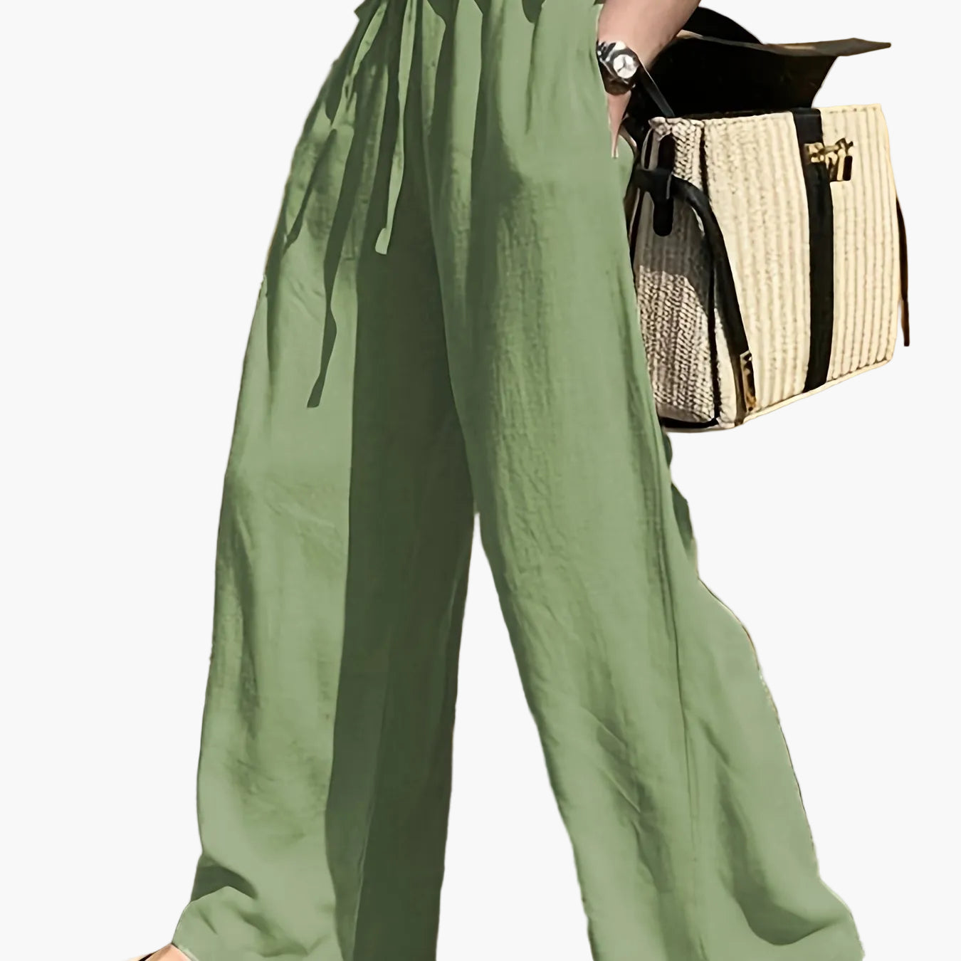 Pantalon large femme style décontracté chic avec taille à cordon – Idéal pour le printemps et l'été