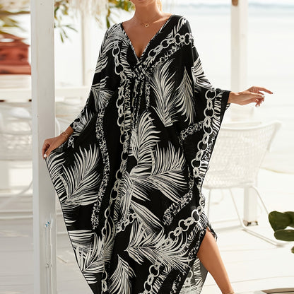 Kaftán largo de playa para mujer estilo resort tropical chic