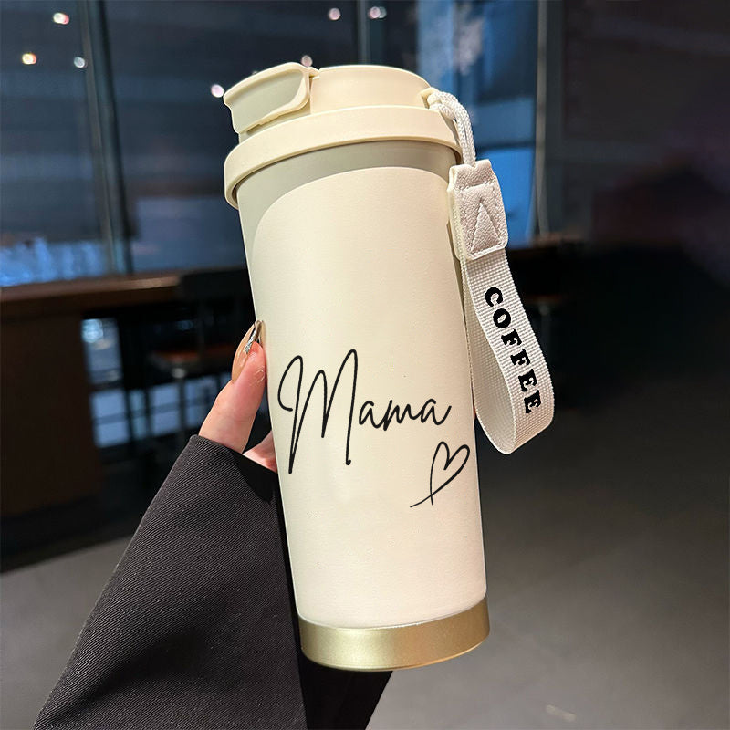 Elegant termoflaske til kvinder – Mama-motiv, ideel til kaffe eller te, daglig brug og på farten