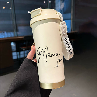 Elegant termoflaske til kvinder – Mama-motiv, ideel til kaffe eller te, daglig brug og på farten