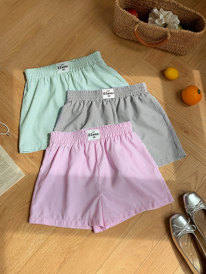 Shorts décontractés à rayures pour femme, lot de 3, style confortable pour la maison ou l'été