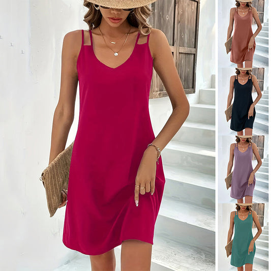 Rachael – Robe sans manches ajustée et élégante