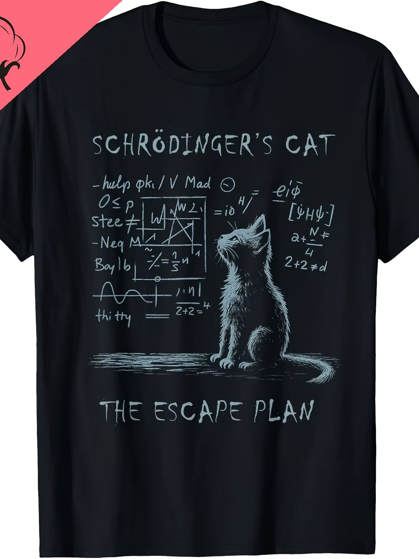 T-shirt homme geek science humour Schrödinger's Cat Escape Plan style laboratoire