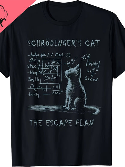 T-shirt homme geek science humour Schrödinger's Cat Escape Plan style laboratoire