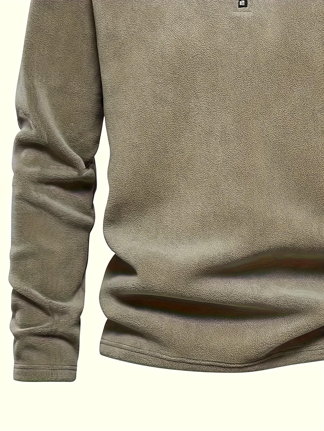 Pulls Homme Col Montant Zippé Polaire Coupe Droite Bicolore Beige Kaki et Noir Imprimé Graphique