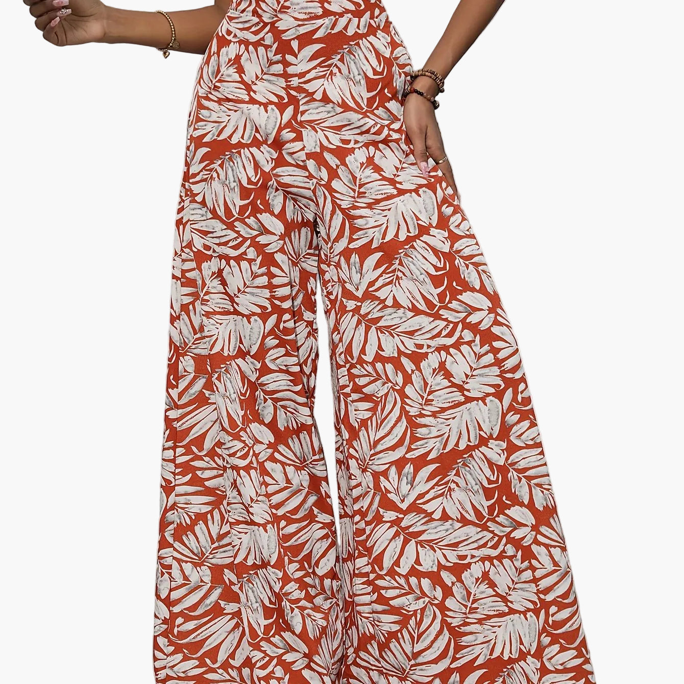 Pantalón ancho para mujer estilo tropical casual para playa y verano