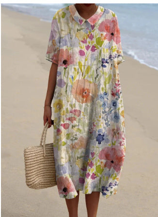 Langes, lässiges Damenkleid im Boho-Stil, ideal für Strand und Sommer