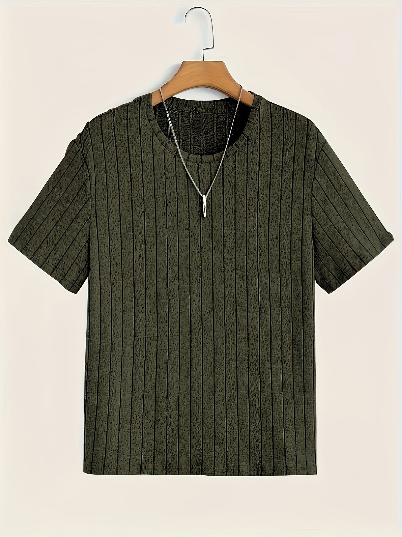 T-shirt à manches courtes pour homme style moderne à rayures texturées – Casual chic et polyvalent
