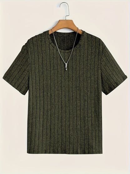 T-shirt à manches courtes pour homme style moderne à rayures texturées – Casual chic et polyvalent
