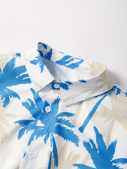 Camicia hawaiana con stampa di palme da uomo - Stile spiaggia casual estivo