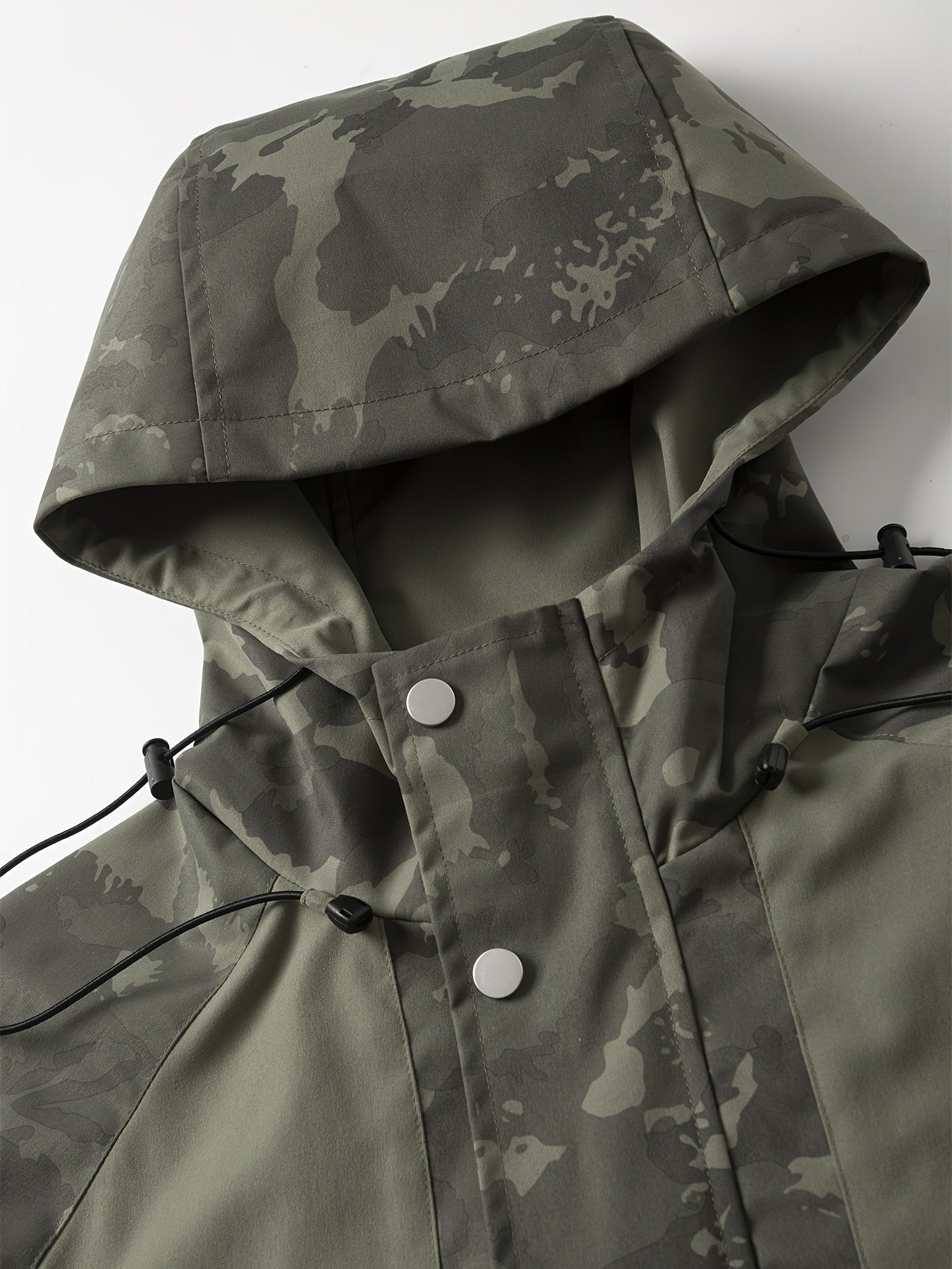 Veste Homme Camouflage Vert à Capuche et Fermeture Éclair