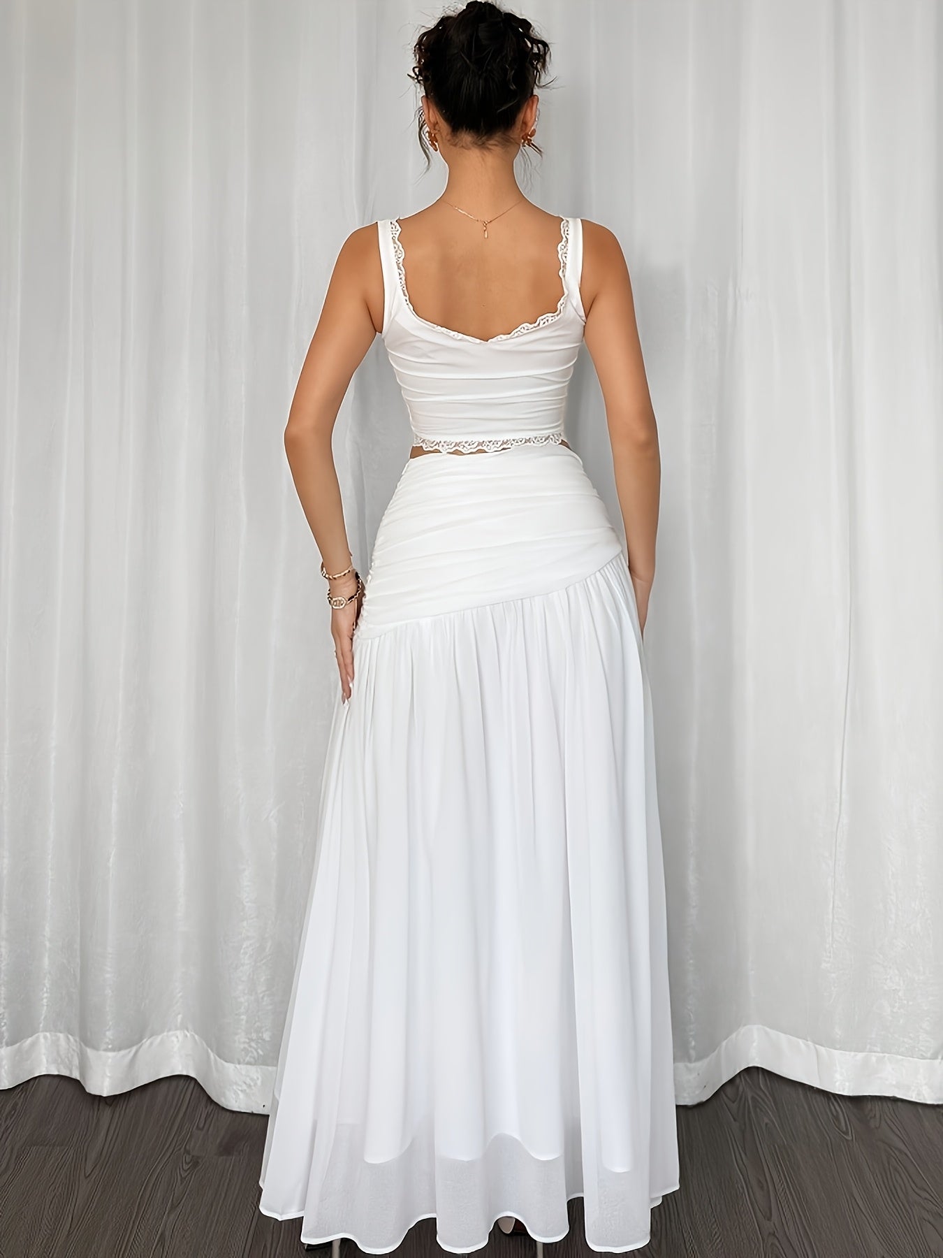 Jupe longue de plage drapée style bohème pour femme – Élégante et fluide, idéale vacances et soirées d'été