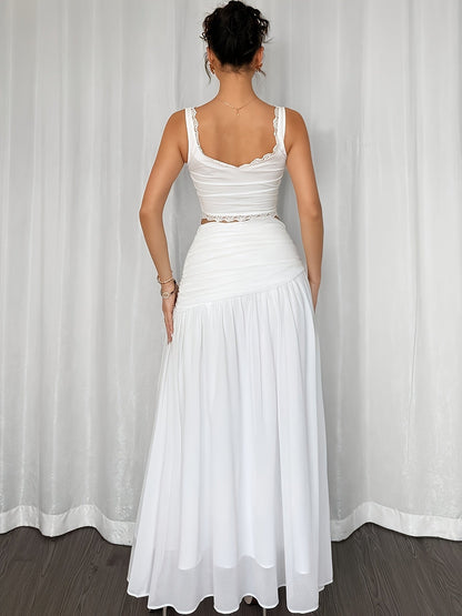 Jupe longue de plage drapée style bohème pour femme – Élégante et fluide, idéale vacances et soirées d'été