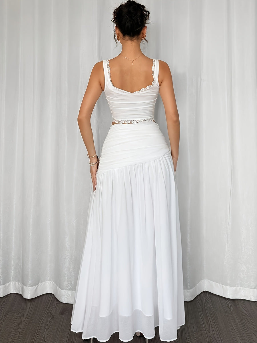 Jupe longue de plage drapée style bohème pour femme – Élégante et fluide, idéale vacances et soirées d'été