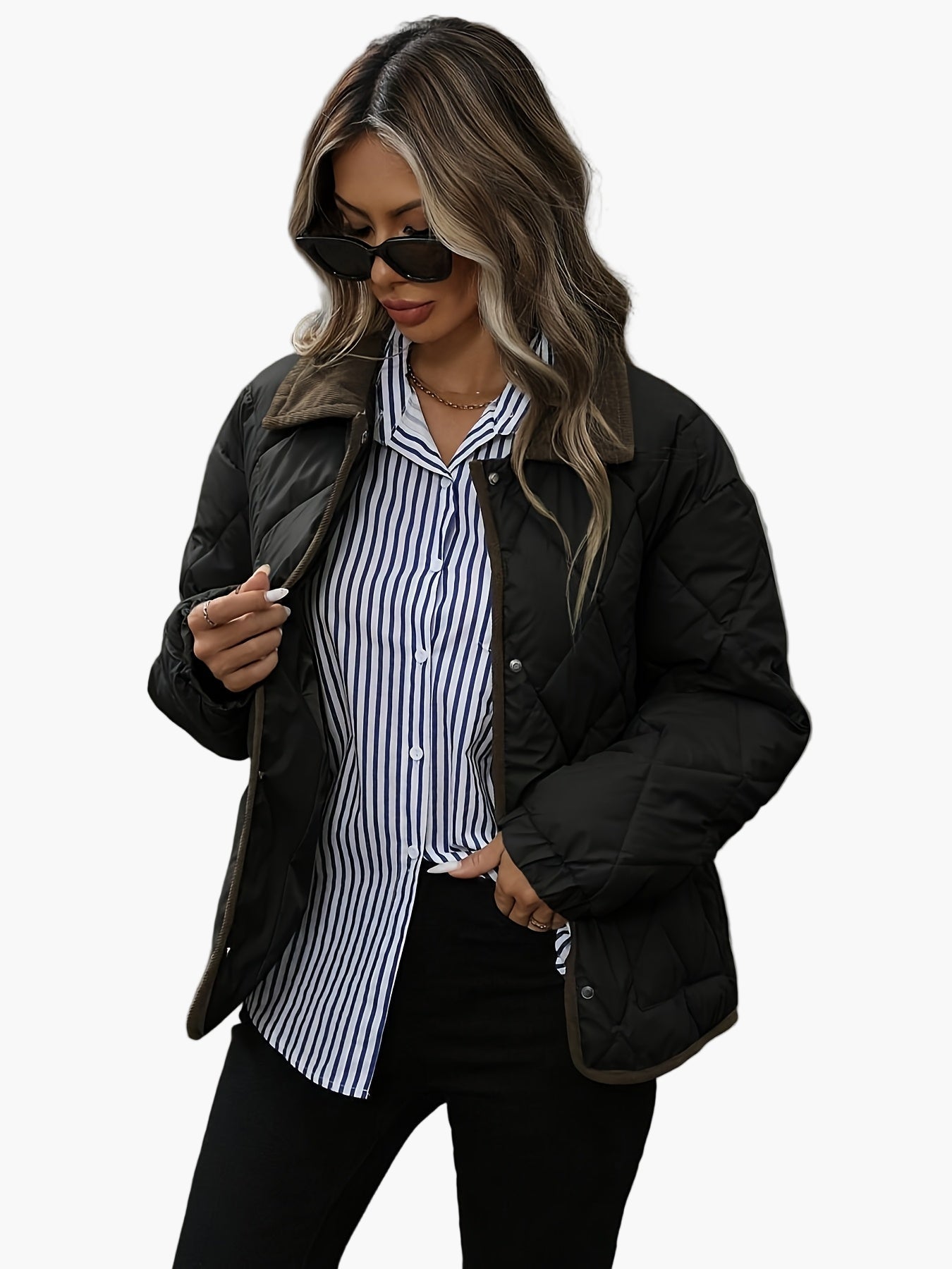 Gesteppte Damenjacke im Vintage-Stil, ideal für Herbst und Winter