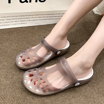 Afslappede damesandaler i crocs-stil med plateau, sommerkomfort
