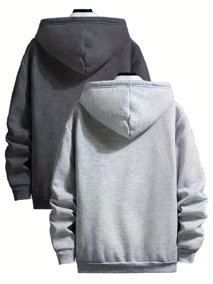 Lot de 2 Hoodies Chauds Homme avec Capuche Doublée en Polaire et Poche Kangourou