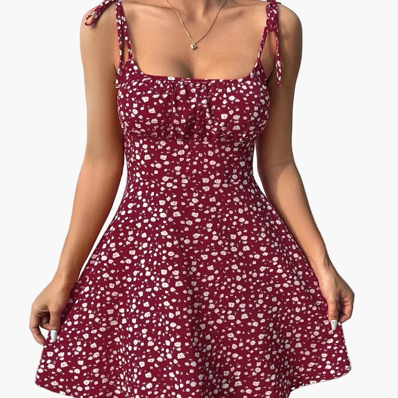 Robe d'été féminine style chic à bretelles et imprimé fleuri - Idéale pour sorties et vacances