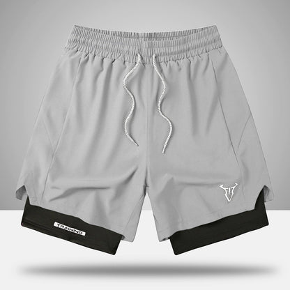 Short de sport homme entraînement double couche style moderne pour fitness et course à pied