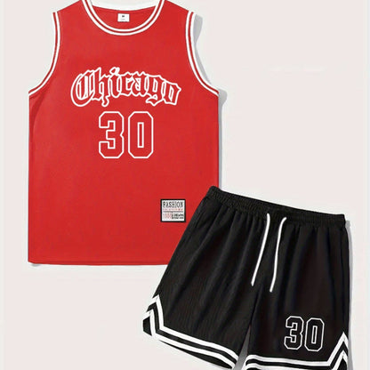 Ensemble Débardeur et Short de Basketball Style Chicago pour Homme - Look Sportif Urbain