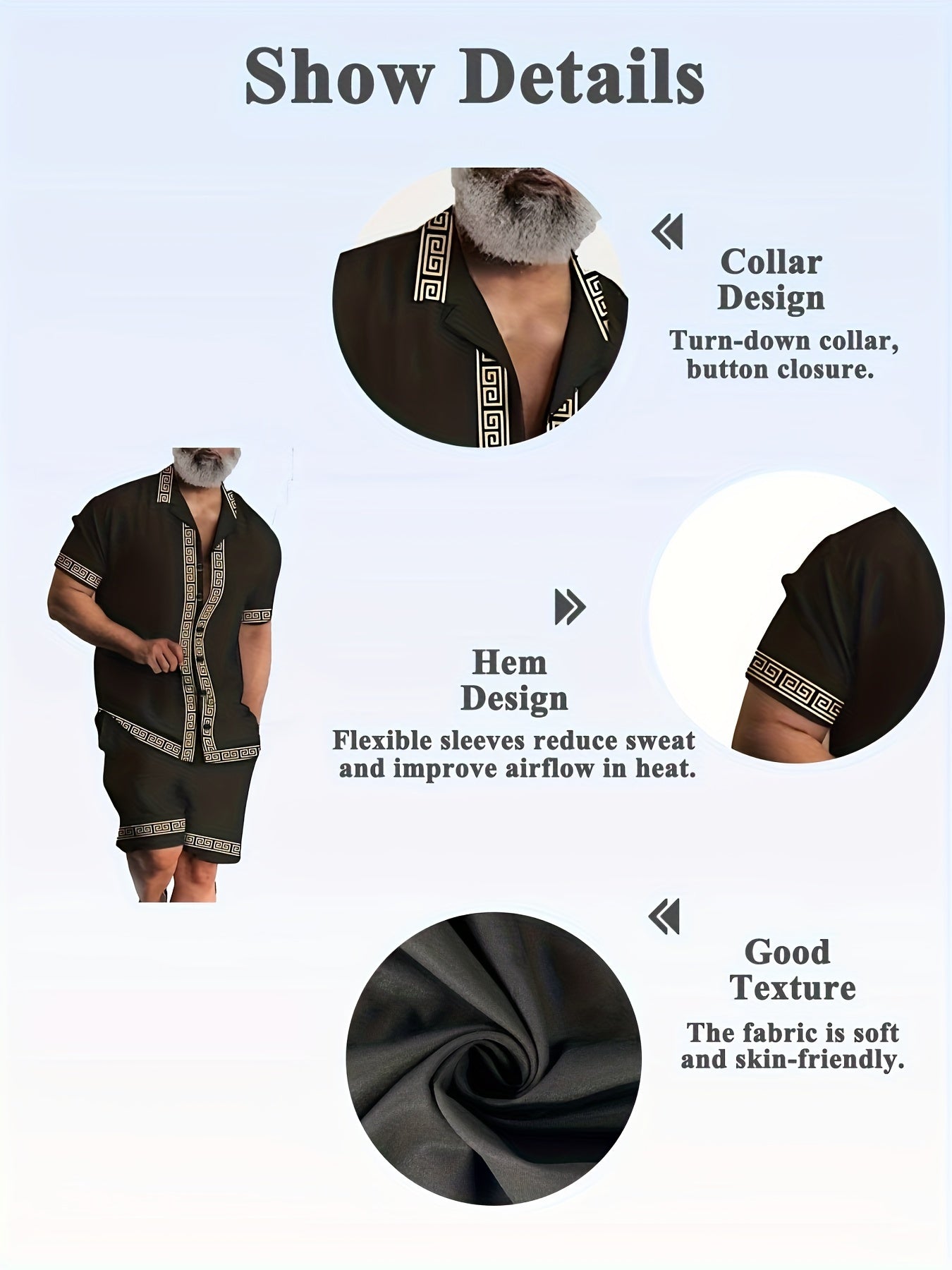 Męski zestaw casual z geometrycznym wzorem – Elegancki styl letni