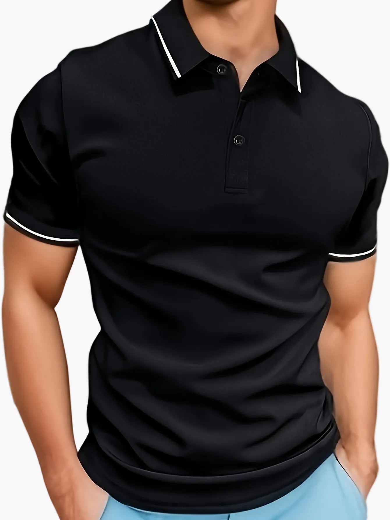 Polo casual da uomo con colletto a contrasto – Stile moderno e versatile