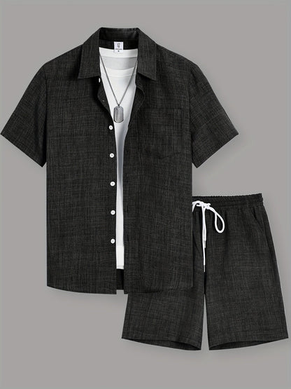 Ensemble décontracté pour homme – chemise à manches courtes et short, style urbain estival
