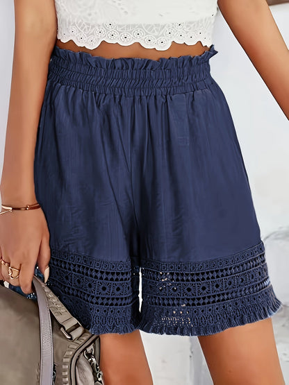 Women's bohemian style shorts with gathered waist for summer, ideal for vacations and everyday wear