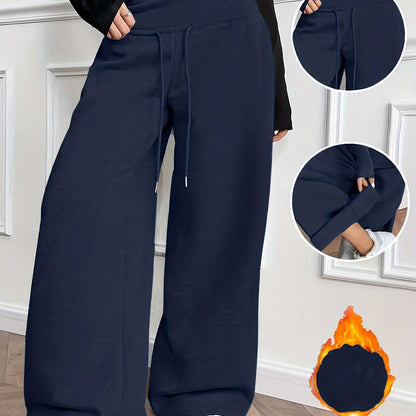 Pantalon large fluide taille haute avec cordon de serrage Femme