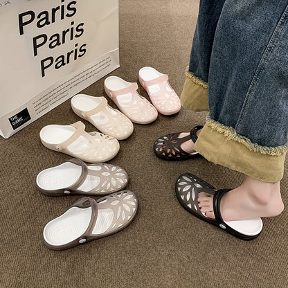 Afslappede damesandaler i crocs-stil med plateau, sommerkomfort