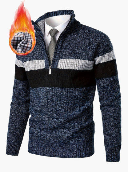 Herrepullover med lynlås og høj hals i casual business-stil, varm til efterår og vinter