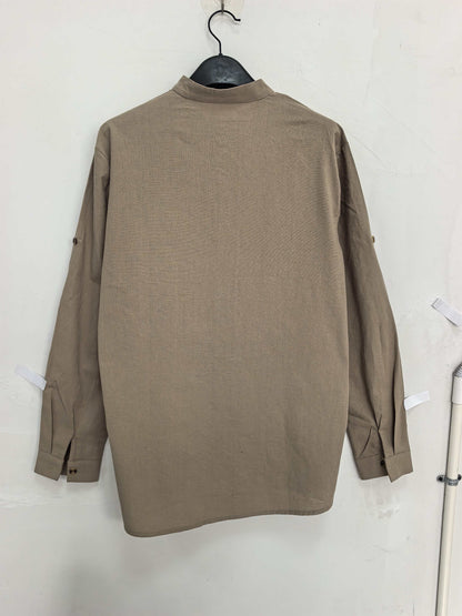 Langærmet Henley-skjorte til mænd i afslappet, smart Mao-krave-stil