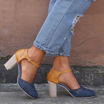 Esme – T-strap Sandals with Round Toe and Matching Colors