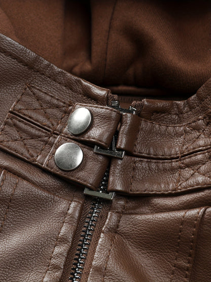 Blouson aviateur homme marron avec capuche amovible et doublure chaude