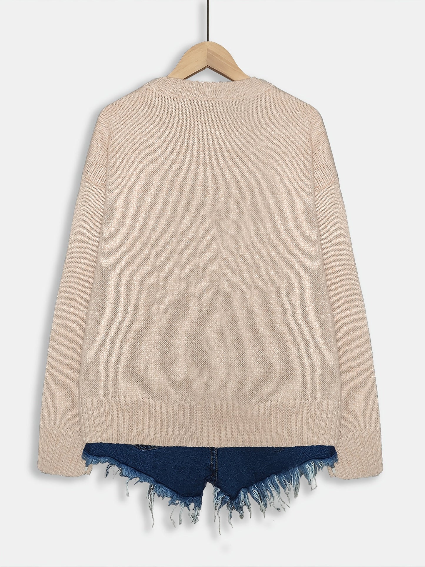 Pull en maille femme col rond à motif chats manches longues