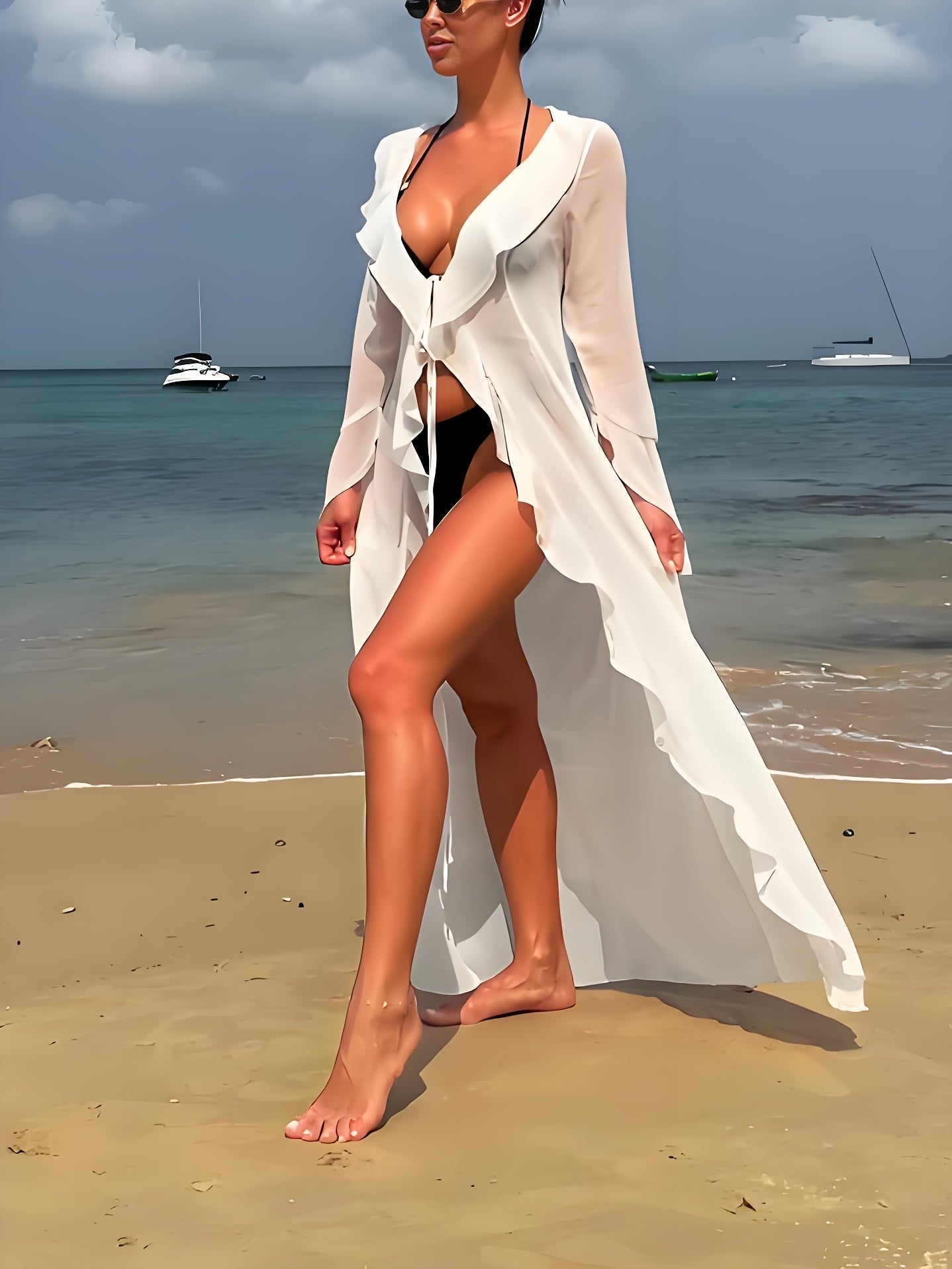 Kimono long style bohème pour femme, élégant pour plage et ville