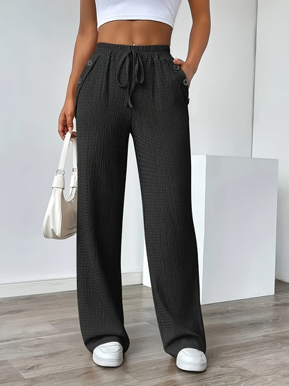 Pantalon décontracté droit taille haute pour femme - Style urbain chic et confortable